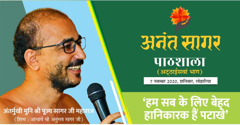हम सब के लिए बेहद हानिकारक हैं पटाखे – अंतर्मुखी मुनि श्री पूज्य सागर जी महाराज